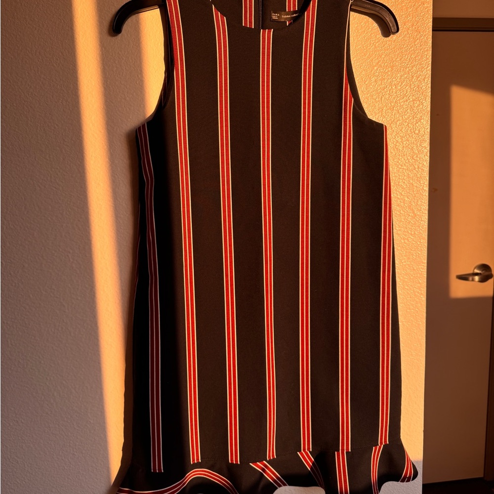 Zara Black and Red Striped Mini Dress